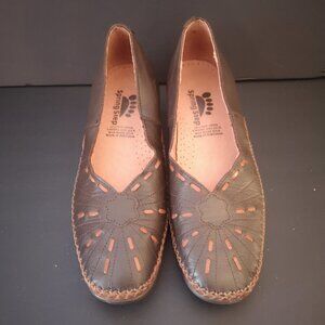 Spring Step Cymone Ladies Size 6 Leather Upper Dark Brown Slip On Shoes